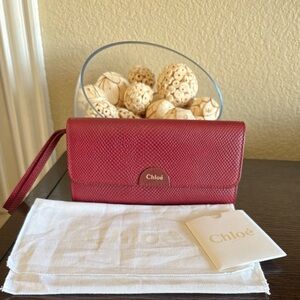 Chloe Textured Red Leather Wallet